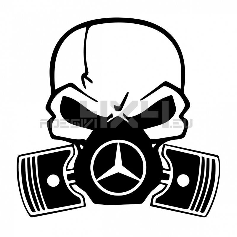 Adesivo Skull Piston gas mask Mercedes