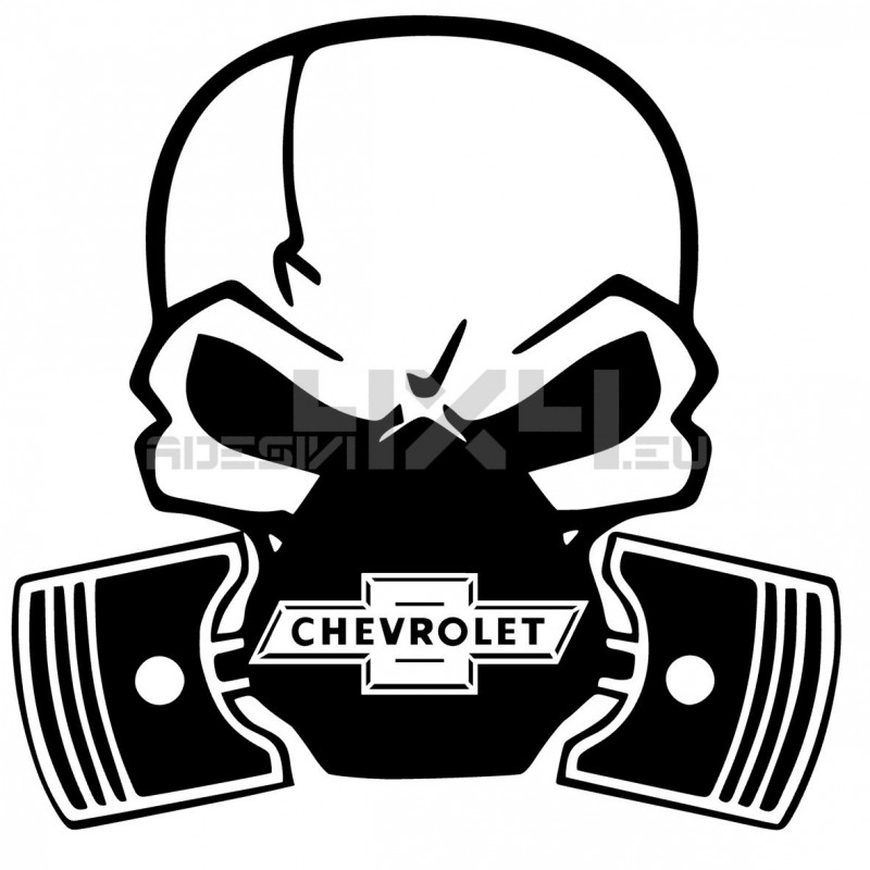 Adesivo Skull Piston gas mask chevrolet